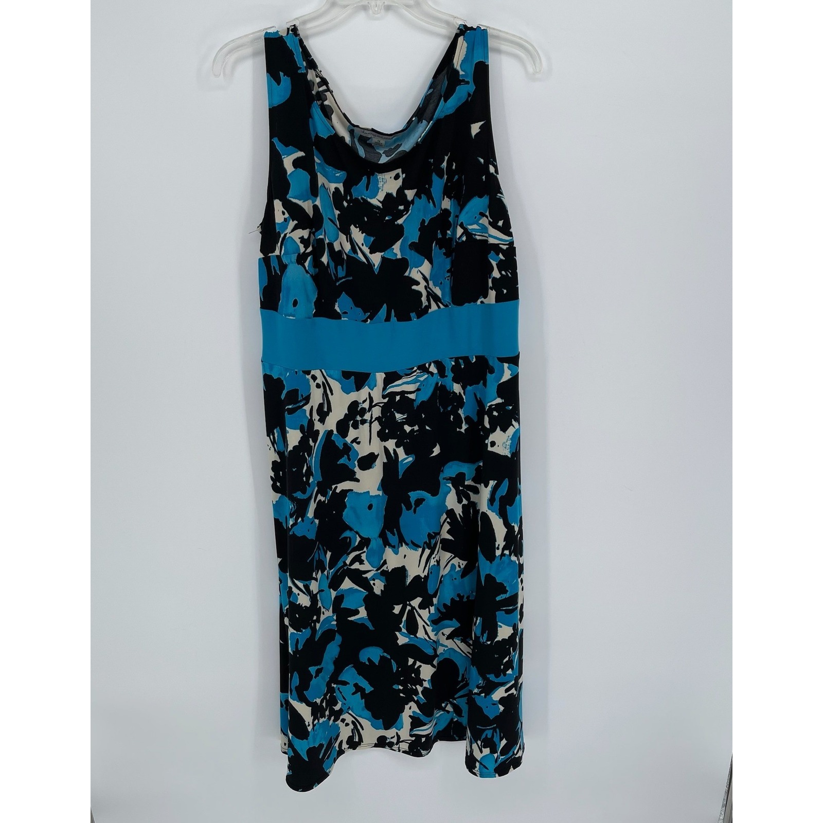 Danny & Nicole Women's Blue Floral Sleeveless Empire Waist Sheath Dress Size 1x